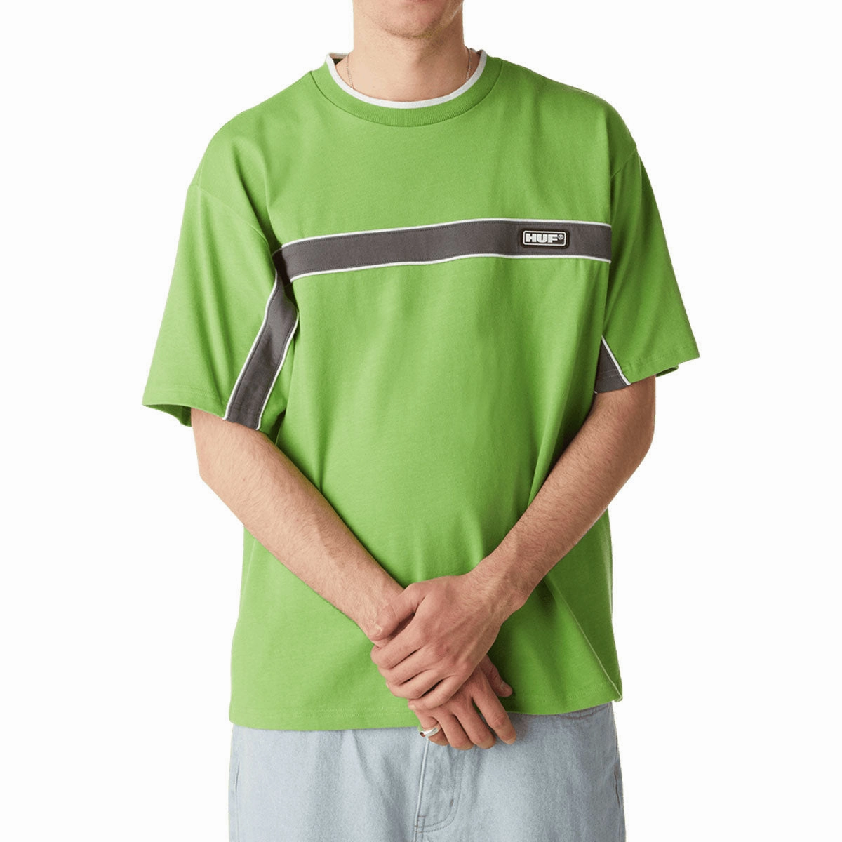 HUF Interstate Knit Boxy T-Shirt - Green Apple Preppy Eco Conscious Production