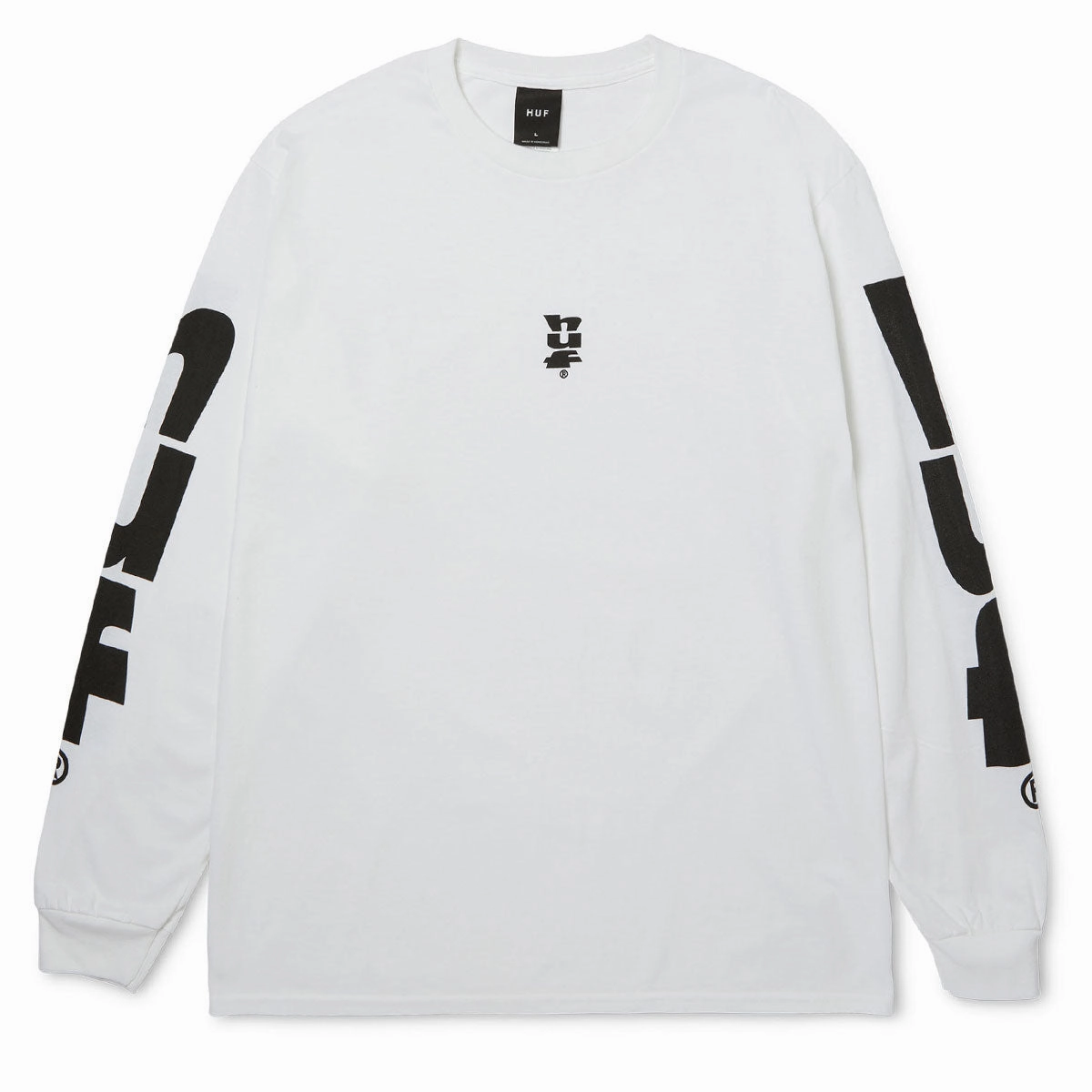 Non Irritating Collar Stylish and Fun HUF Megablast Long Sleeve T-Shirt - White
