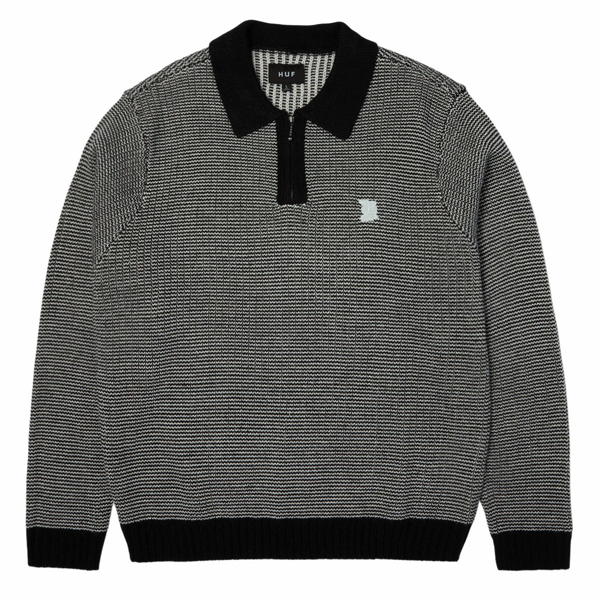 HUF Megablast Two Tone Waffle Sweater - Black/White Snuggle Layers Versatile Apparel