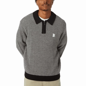 Comfy & Cozy Classic Knit HUF Megablast Two Tone Waffle Sweater - Black/White