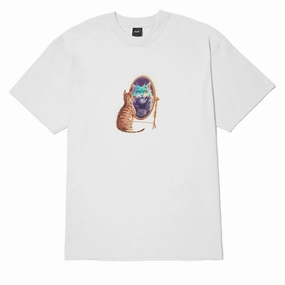 City Fashion Slim Fit Cut HUF Mirror T-Shirt - White