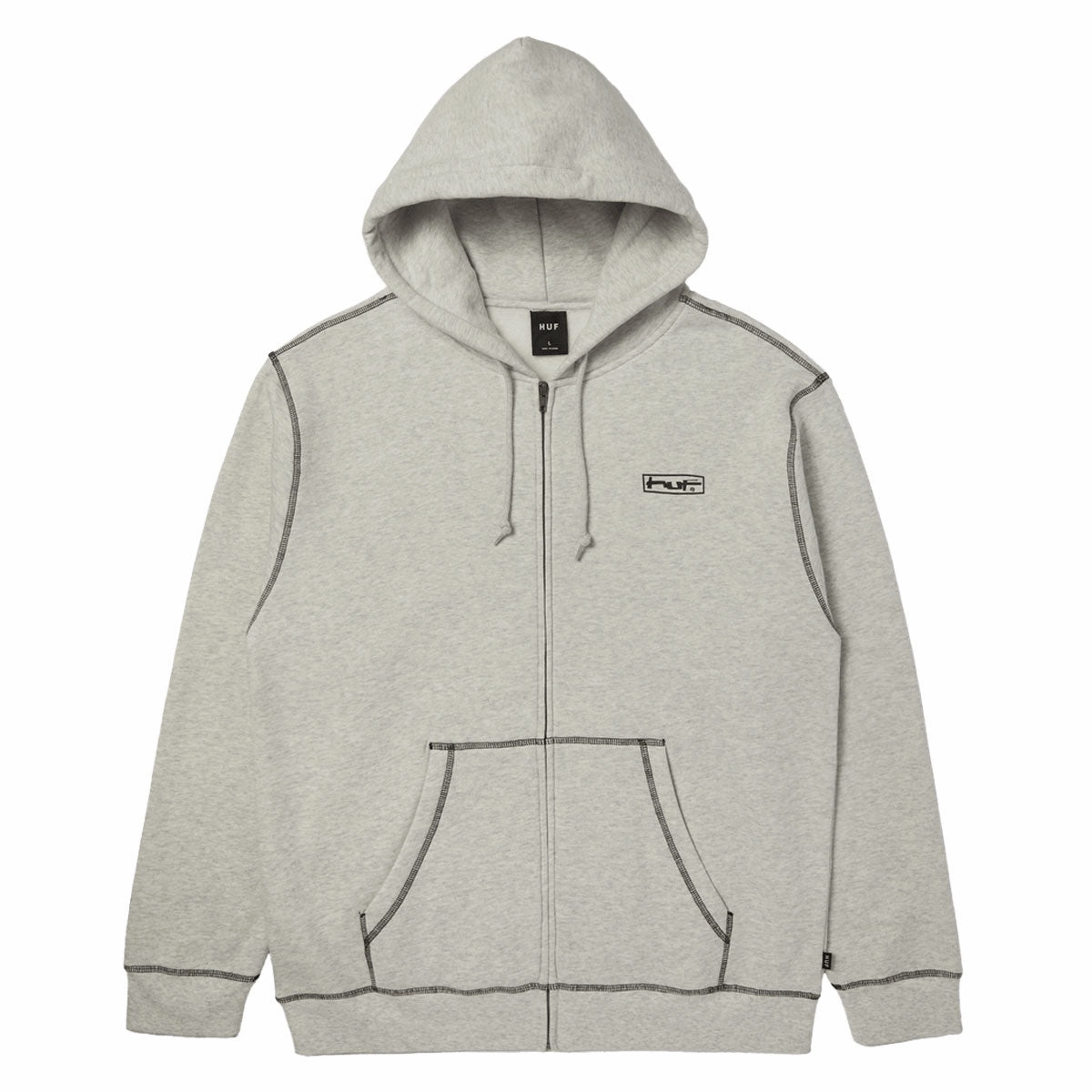 HUF Stretch Zip Up Hoodie - Ash Brushtail possum like