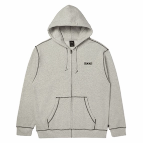 HUF Stretch Zip Up Hoodie - Ash Brushtail possum like