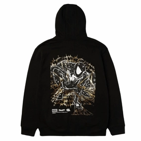 Street Look Wear Bison like HUF x Spiderman Arachknight Full Zip Hoodie - Black