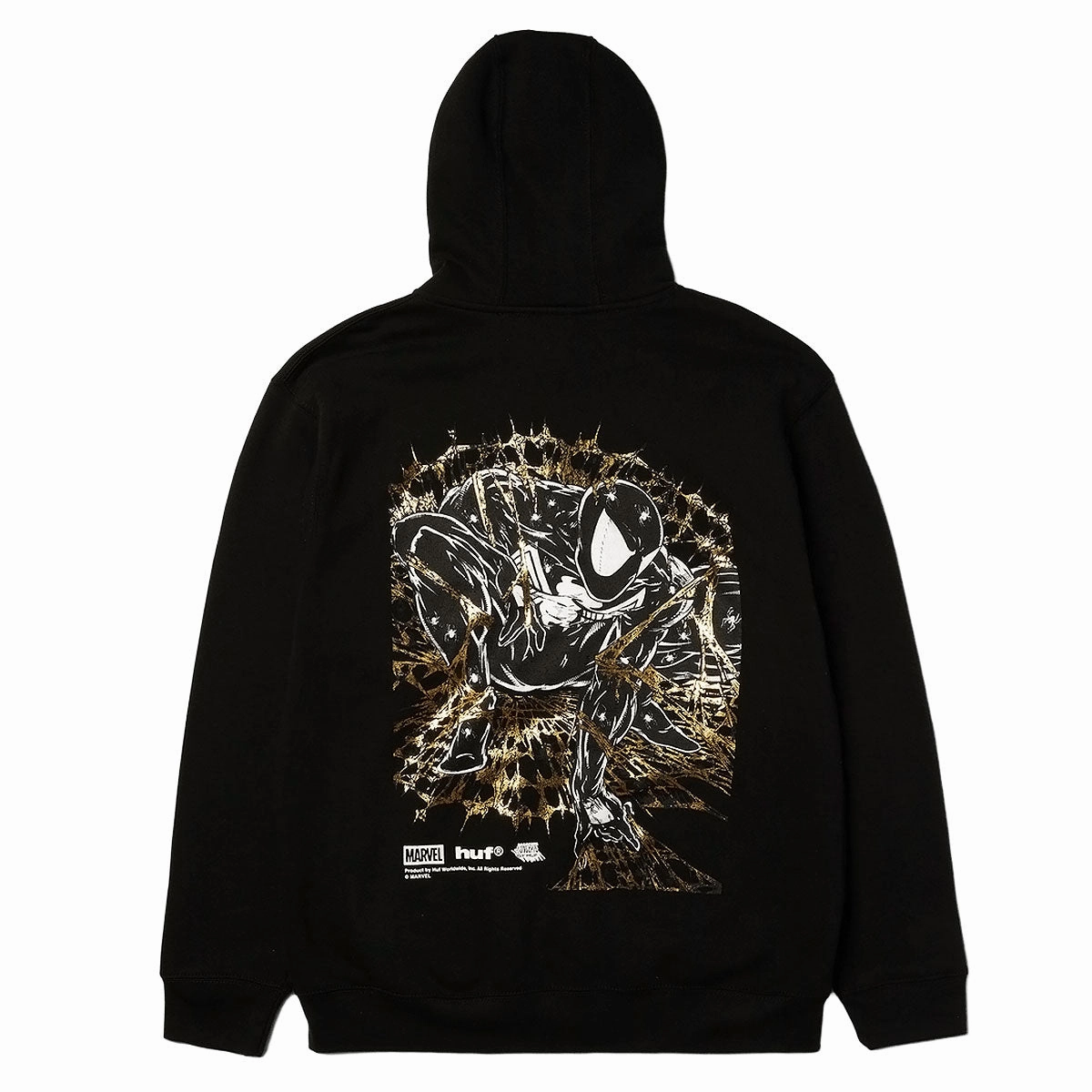 Street Look Wear Bison like HUF x Spiderman Arachknight Full Zip Hoodie - Black