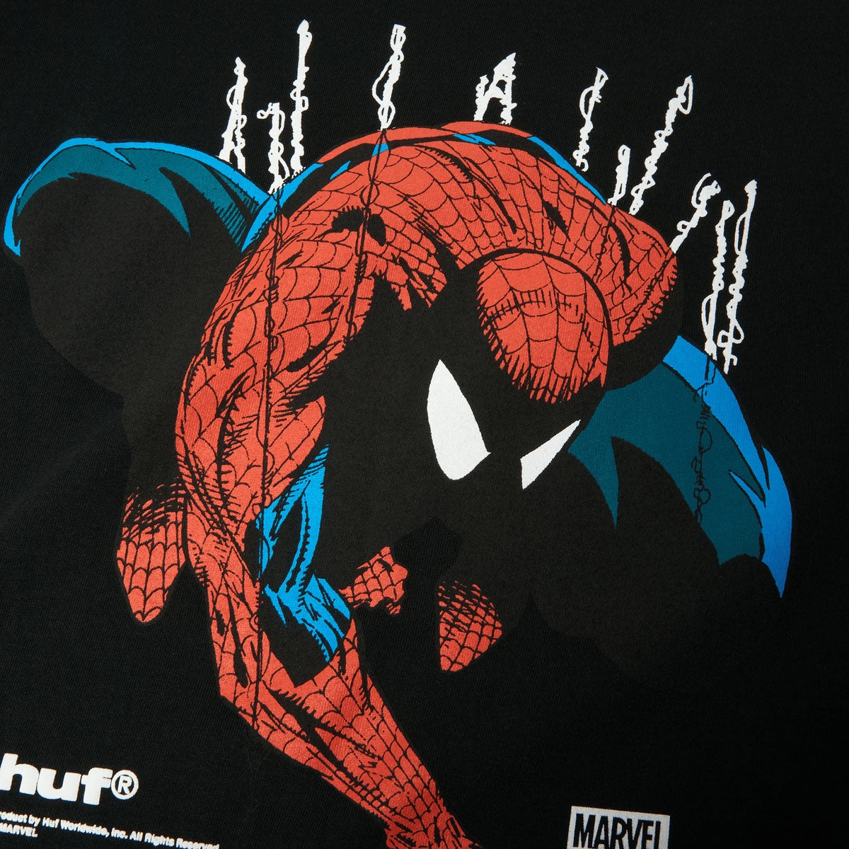 SunProtectionFabric Casual Comfort Fit HUF x Spiderman Perceptions T-Shirt - Black