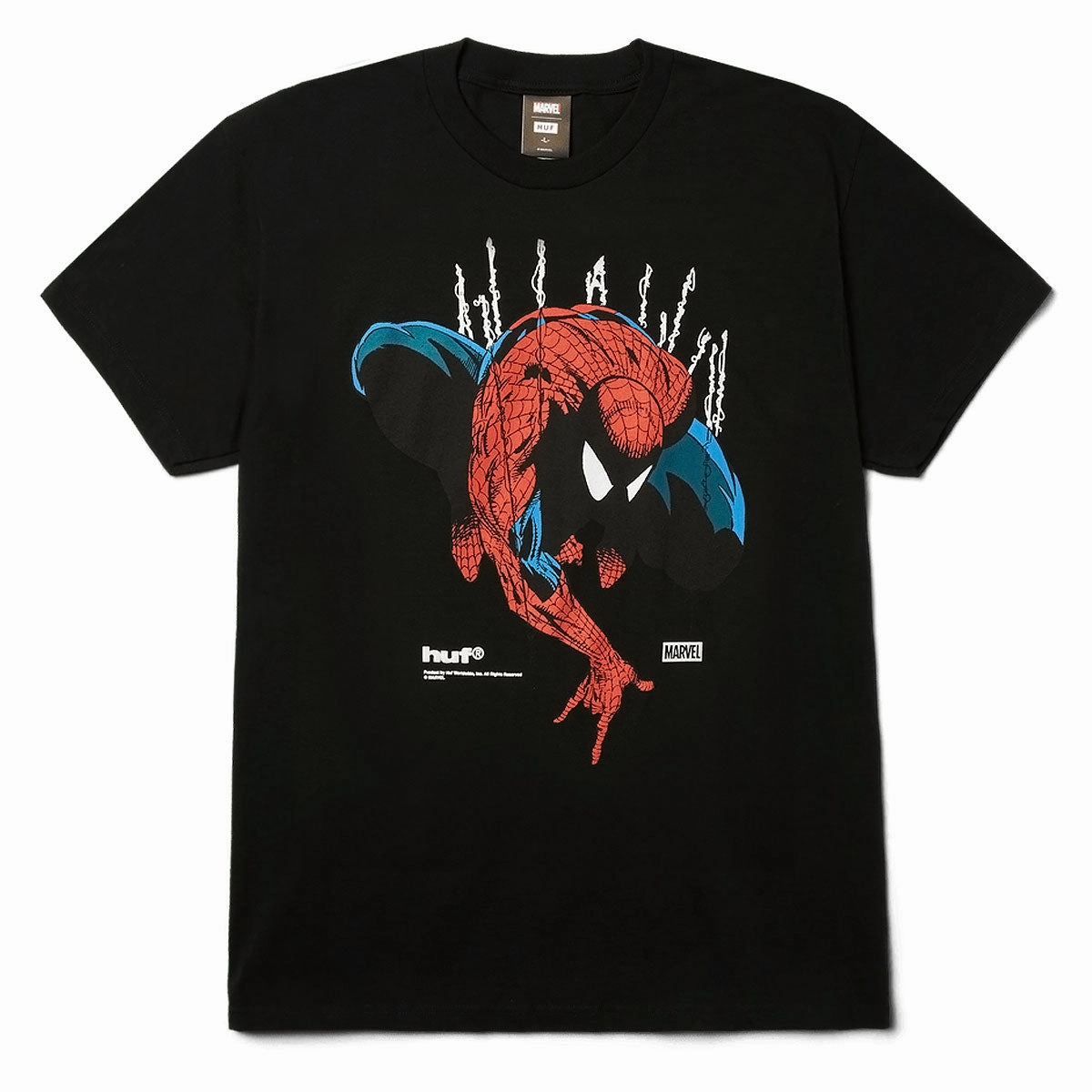 athletic style Relaxed Armhole Cut HUF x Spiderman Perceptions T-Shirt - Black