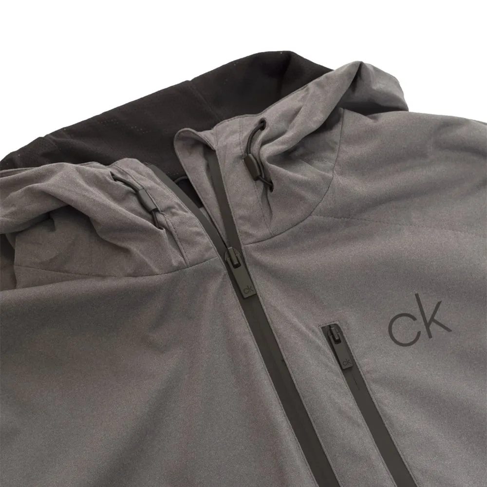Calvin Klein Ultron Hooded Thermal Jacket - Grey Marl Double Layered Collar MagneticClosureSystem