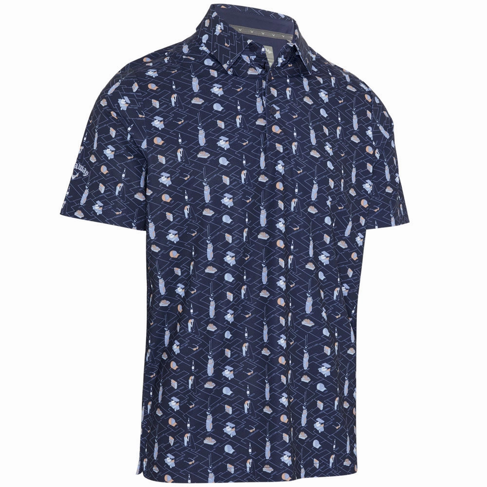 Layering Piece Callaway All Over Essential Print Polo Shirt - Peacoat
