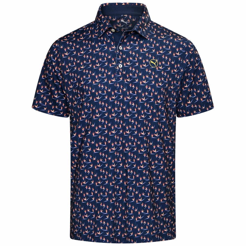 Chic and Soft Puma MATTR Paradise Polo Shirt - Deep Navy/Sunny Yellow