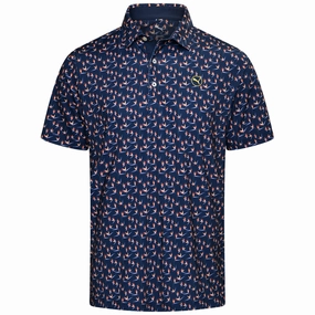 Chic and Soft Puma MATTR Paradise Polo Shirt - Deep Navy/Sunny Yellow