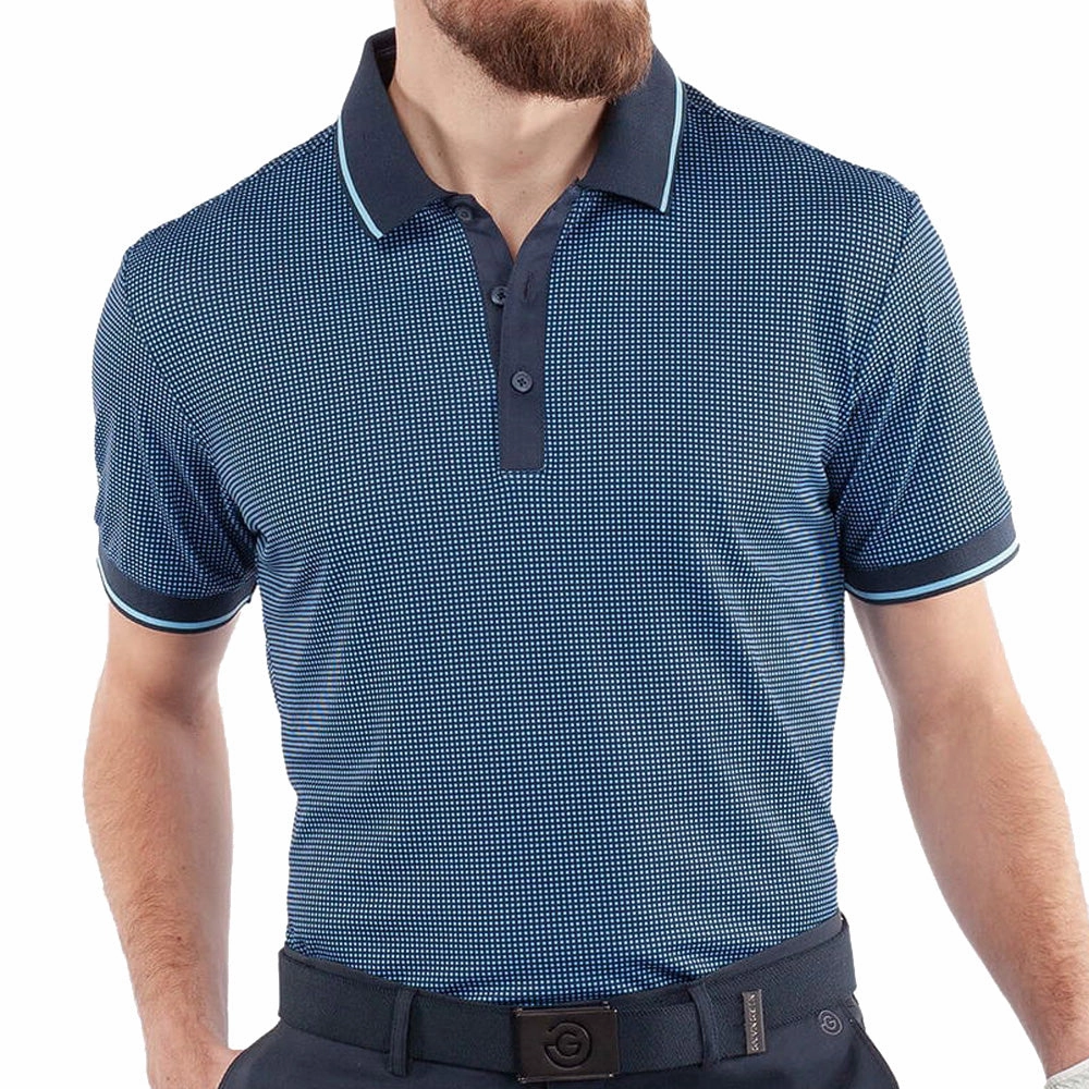 Galvin Green Miller Polo Shirt - Alaskan Blue/Navy Bold Comfort