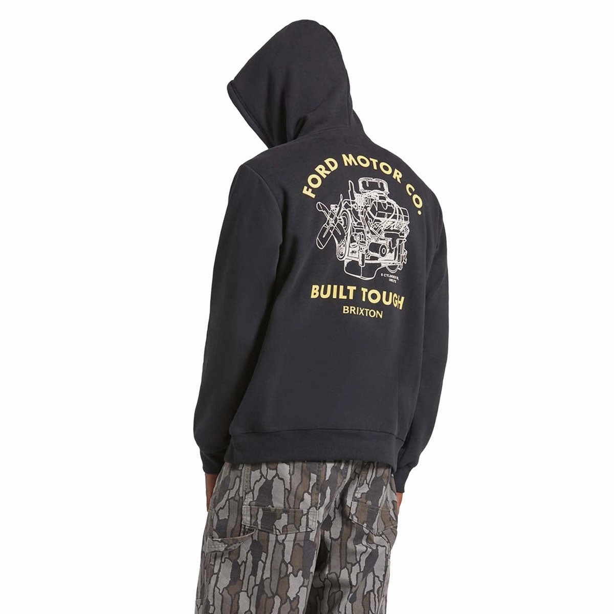 Brixton x Ford Built Tough Fleece Hoodie - Burnt Rubber Sport Mode Whale like