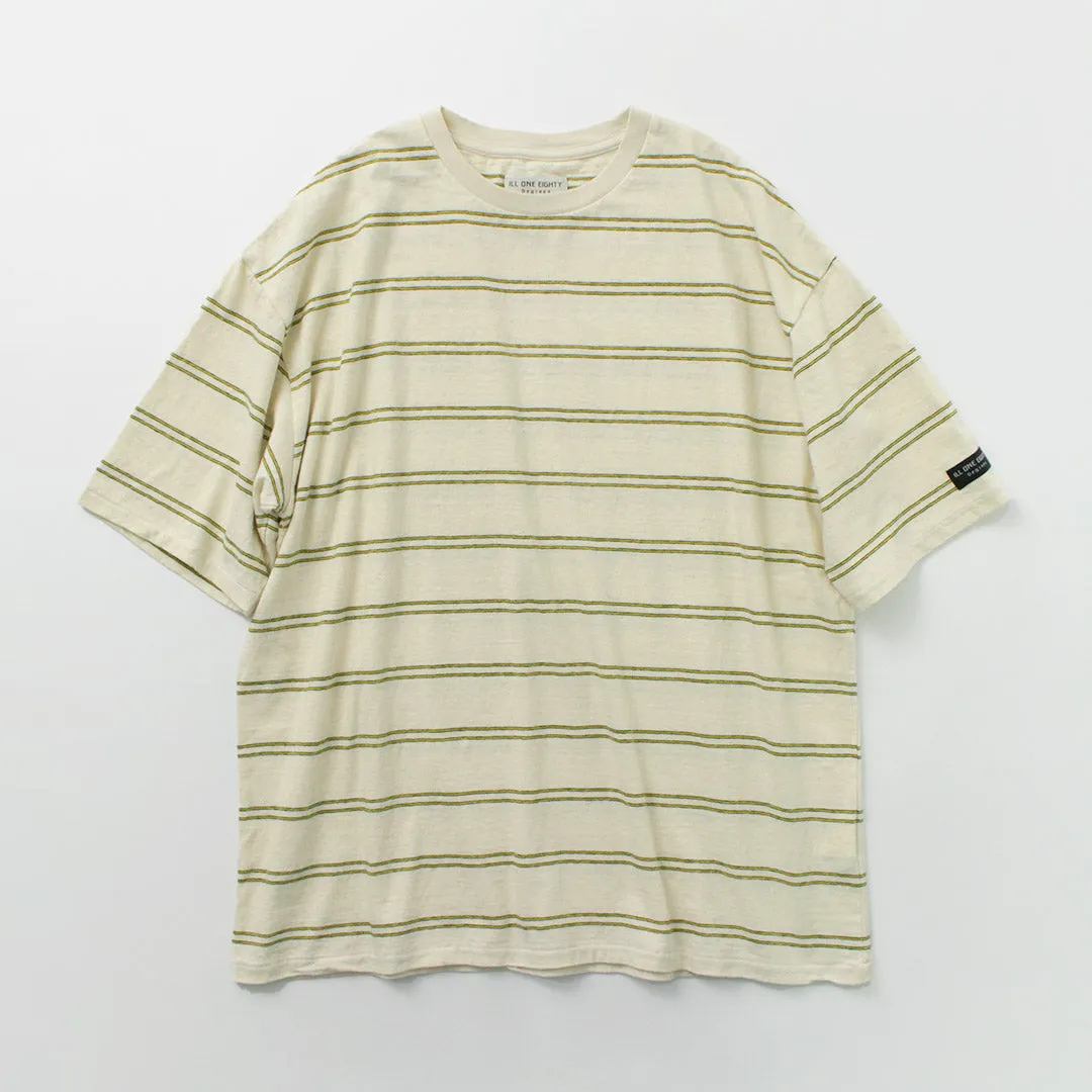 ILL ONE EIGHTY / Retro stripe T-shirt Easy Care Fabric loose fitting