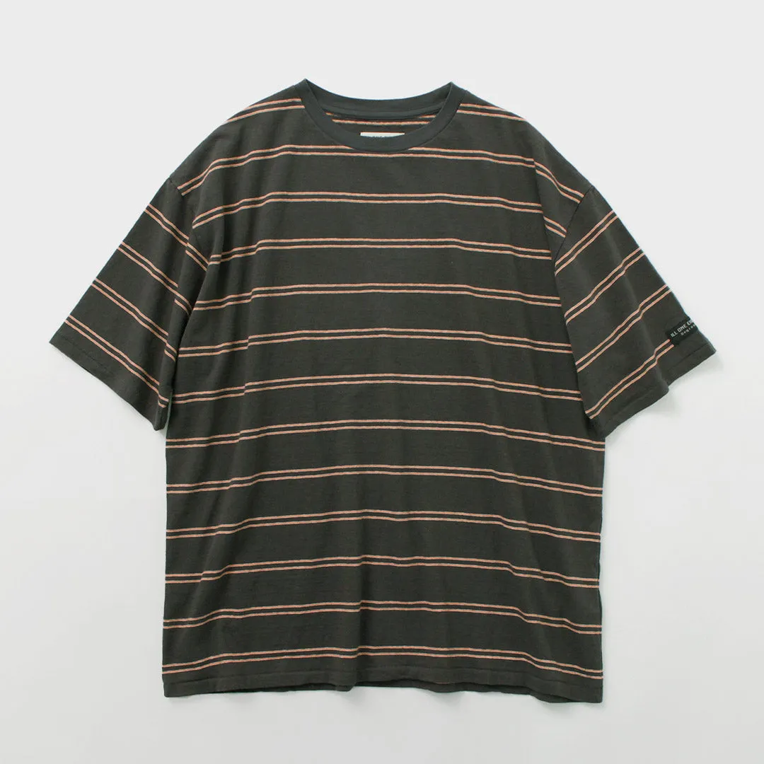 ILL ONE EIGHTY / Retro stripe T-shirt Casual Must-Have Thermal Regulation Fabric