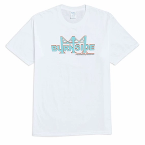 Wrinkle Free Fabric Light and Cozy Burnside Official T-Shirt - White/Teal