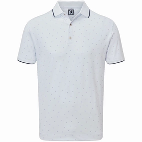 Relaxed Design Holiday Comfort Style FootJoy Push Play Print Pique Polo Shirt - White/Lavender