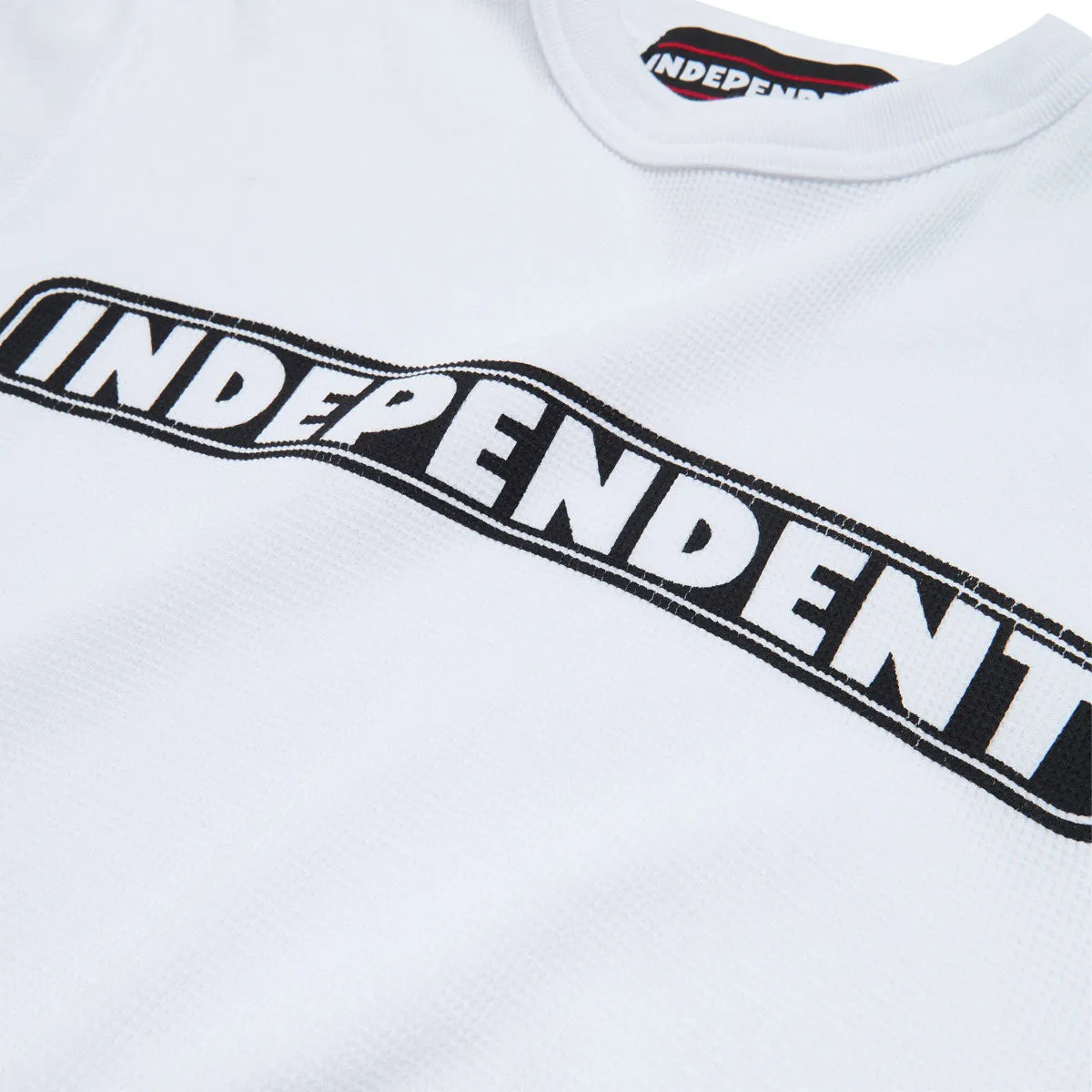 Independent Bar Logo Long Sleeve Thermal Shirt - White High-Quality Fabric