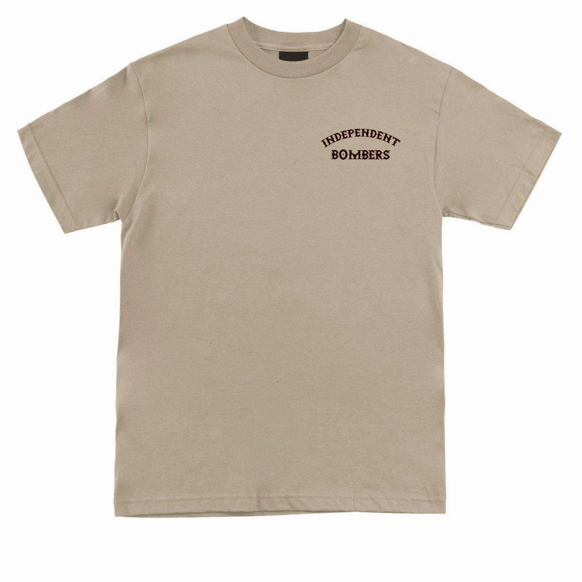 Independent Bombers T-Shirt - Sand Flexible Neckband Heavyweight Weave