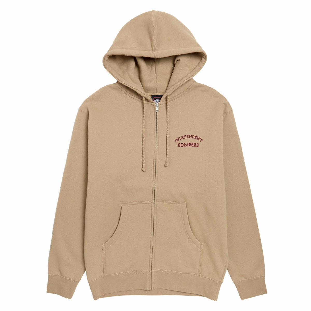 Independent Bombers Zip Hoodie - Sandstone Ivy League style Teenager