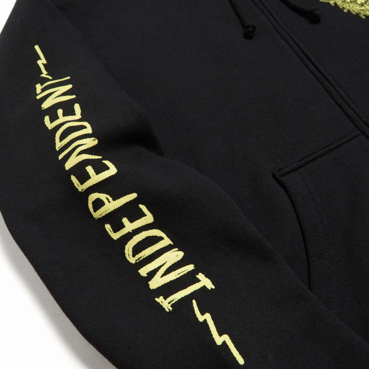 Adjustable Drawstring Hood Alpaca like Independent Bratrud Notebook Zip Up Hoodie - Black