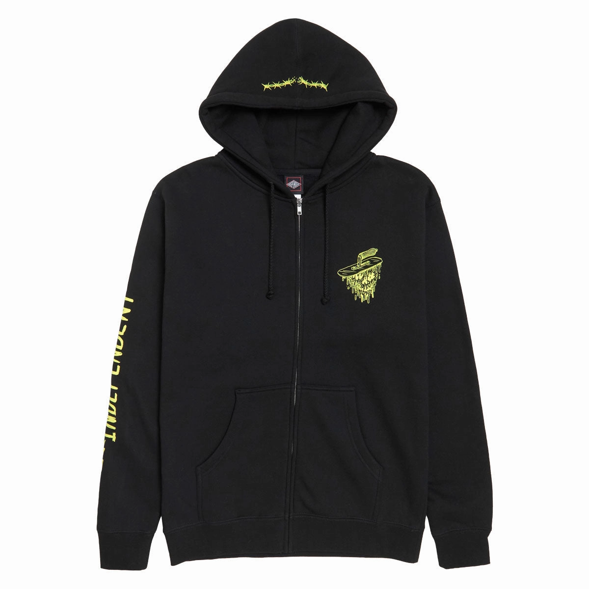 Contrast Stitching Accents Trend Style Independent Bratrud Notebook Zip Up Hoodie - Black