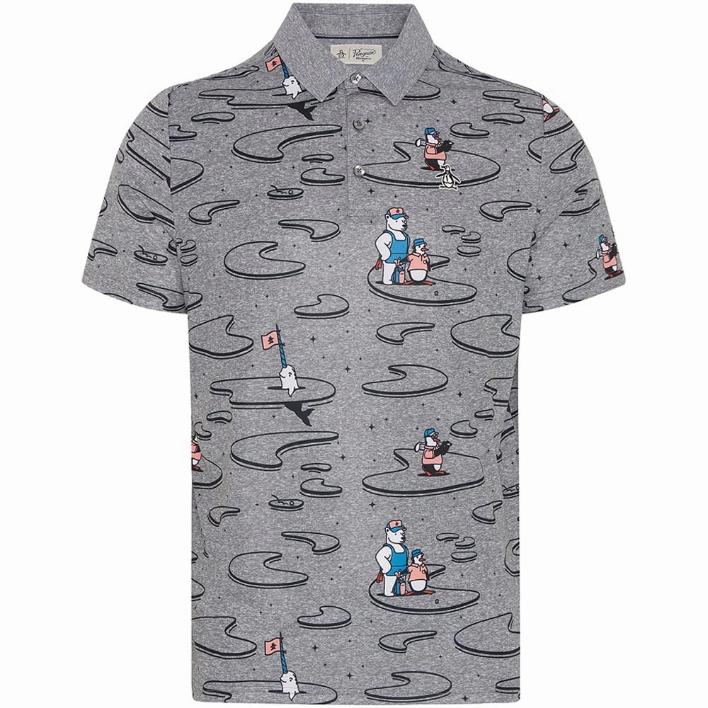 Spring Wear Modern Comfort Style Original Penguin All-Over Polar Pete Print Polo Shirt - Quiet Shade