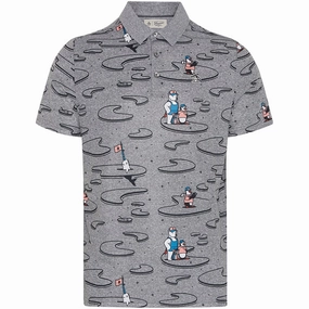 Spring Wear Modern Comfort Style Original Penguin All-Over Polar Pete Print Polo Shirt - Quiet Shade