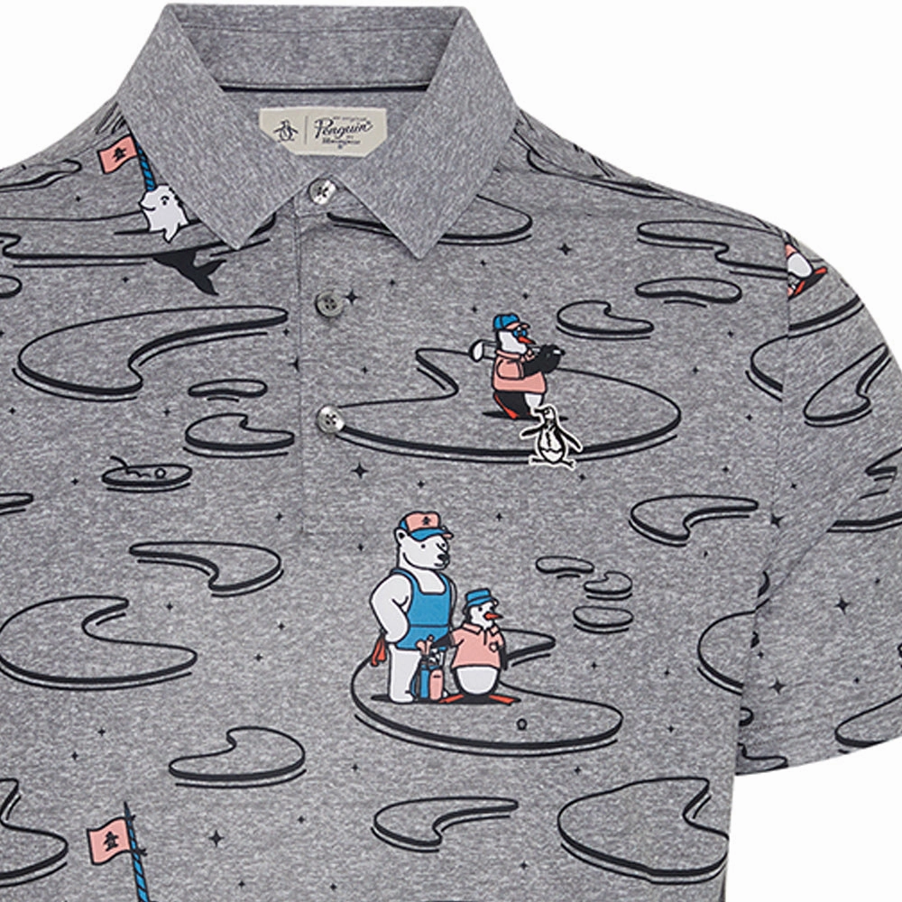 Regular Fit LowImpact Manufacturing Original Penguin All-Over Polar Pete Print Polo Shirt - Quiet Shade