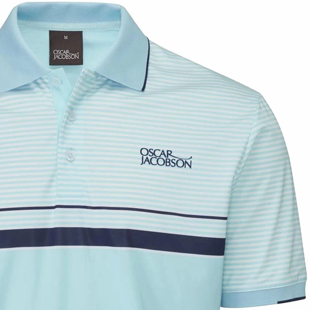 Chic Vibe Layered Neckline Oscar Jacobson Chalfort Polo Shirt - Cool Blue/Navy