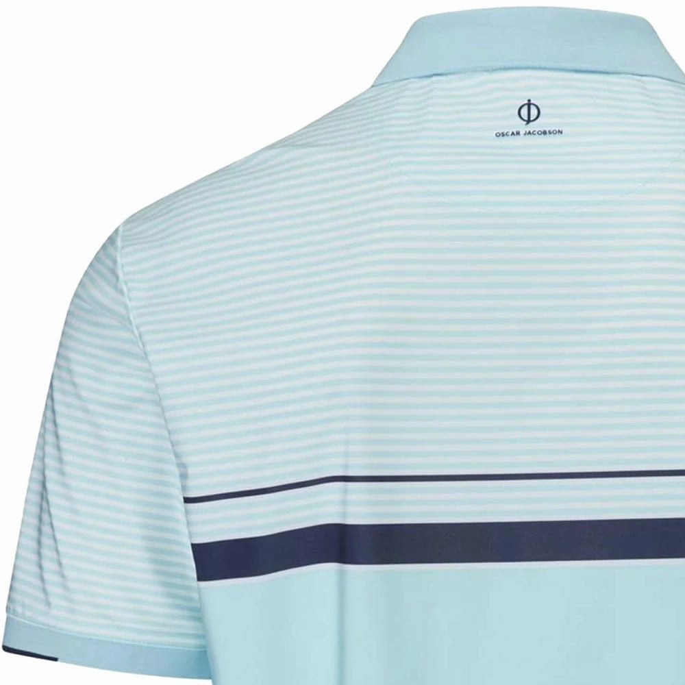 Oscar Jacobson Chalfort Polo Shirt - Cool Blue/Navy Heat Transfer Printing Minimalist Layer