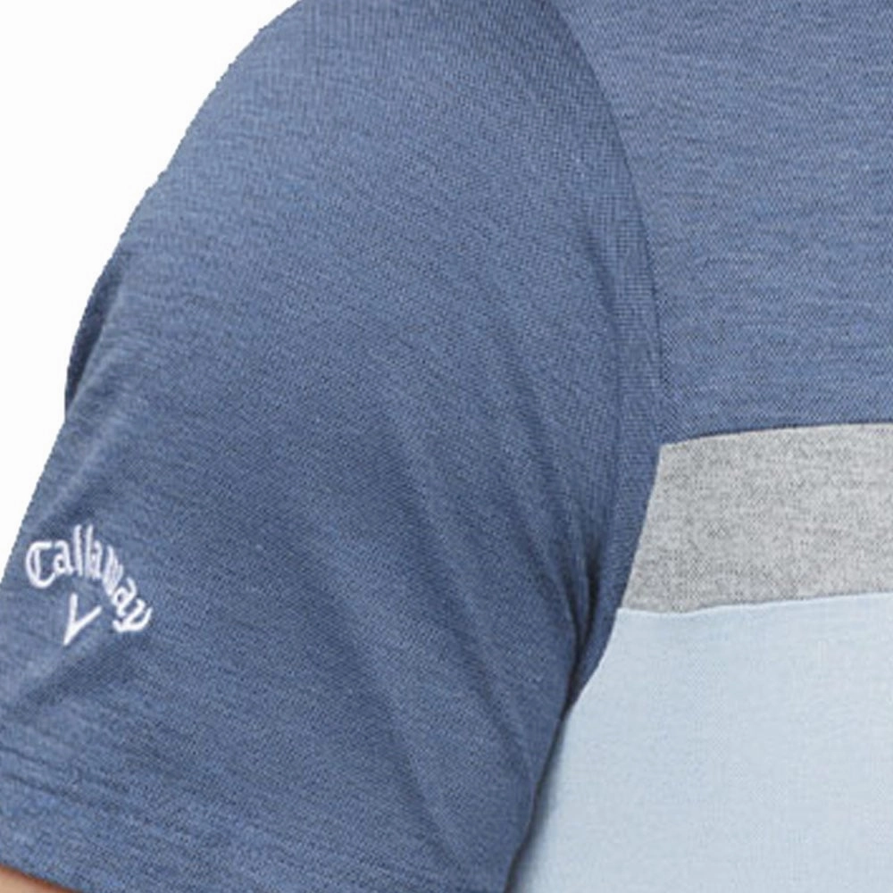 Easy Style Slim Silhouette Callaway Soft Touch Colour Block Polo Shirt - Peacoat Heather