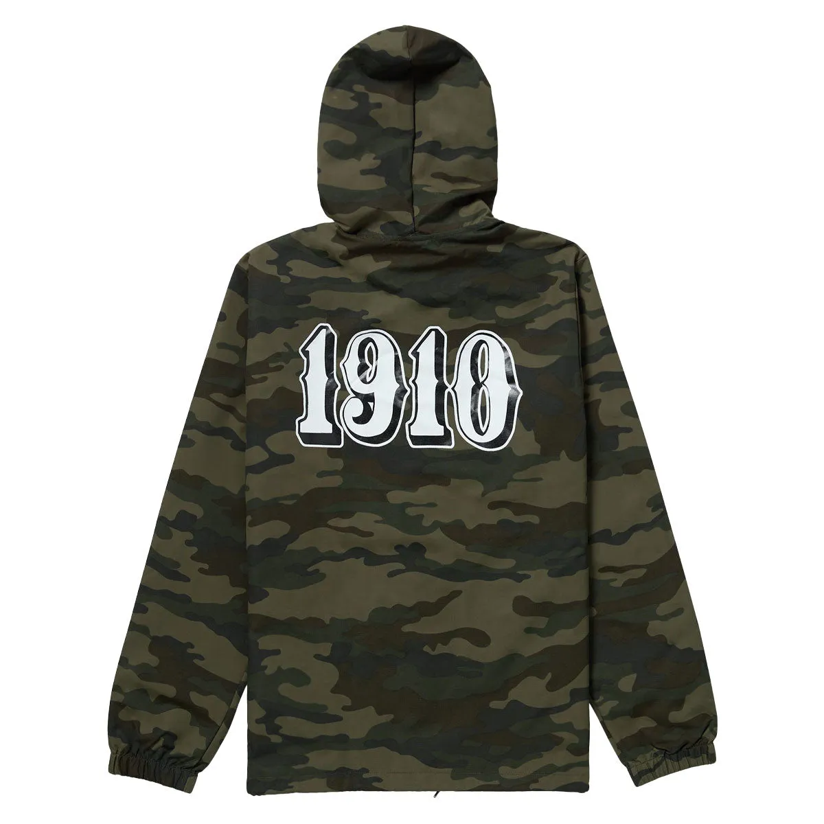 Casual Street Style 1910 OG Font Hooded Coaches Jacket - Camo