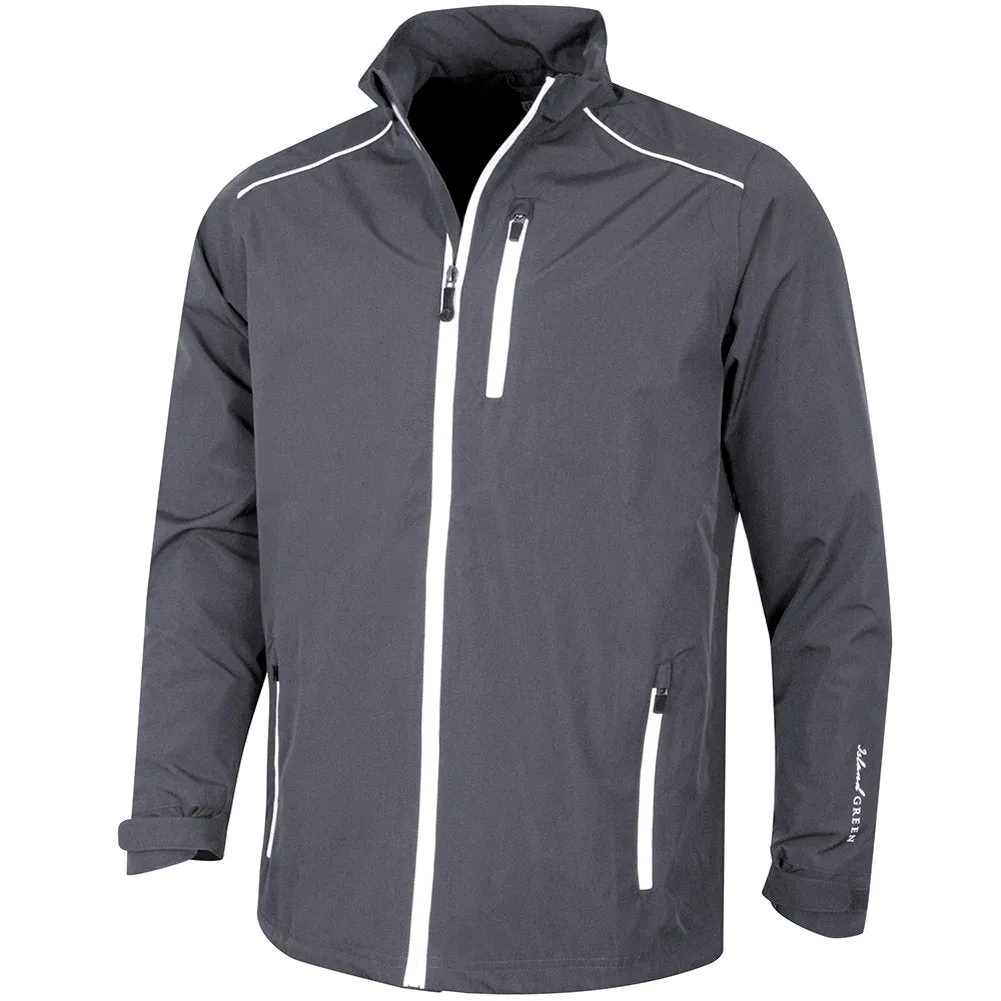 Island Green Waterproof Full Zip Jacket - Charcoal/White Sport Fit