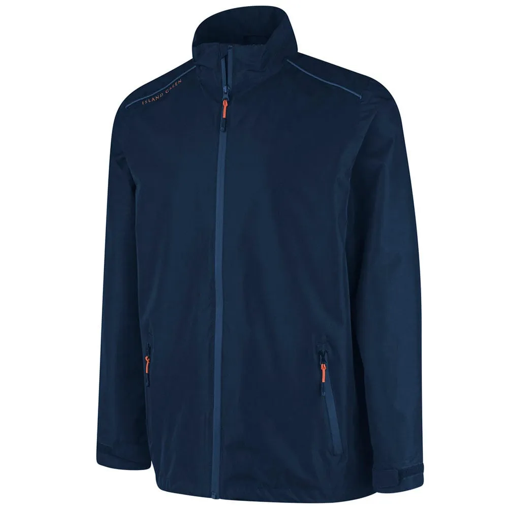 Island Green Waterproof Jacket - Navy Breathable Lining Design Vegan Fabric