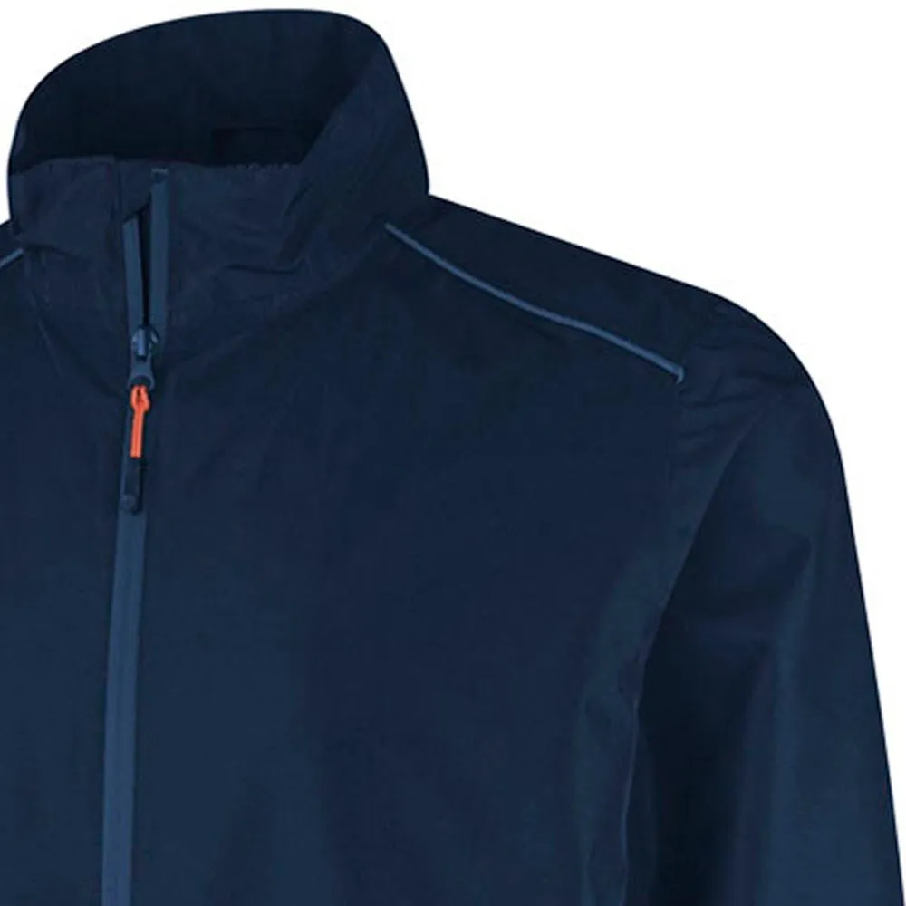 Island Green Waterproof Jacket - Navy Reinforced Shoulder Protection Contrast Stitch