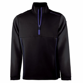 Active Comfort Island Green 1/2 Zip Ribbed Yoke Sweater - Black/Mulberry