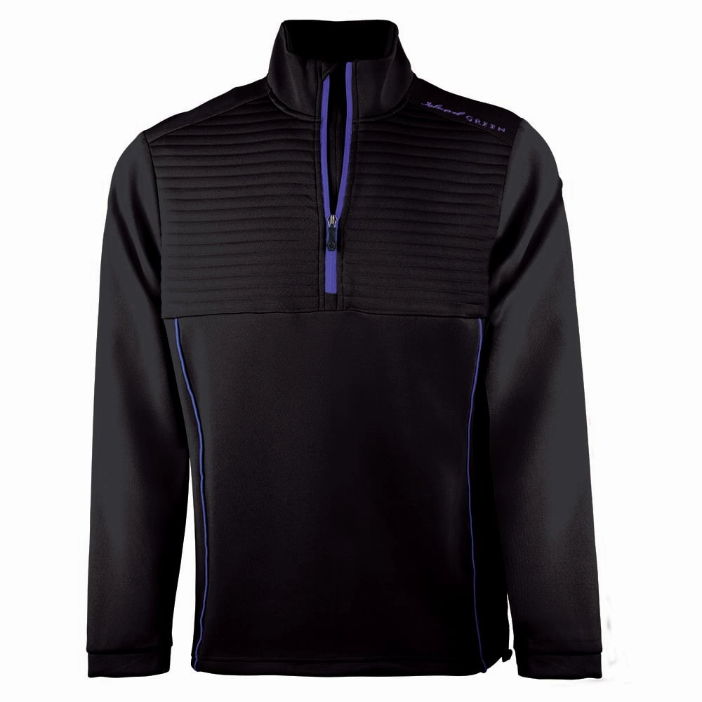 Island Green 1/2 Zip Ribbed Yoke Sweater - Black/Mulberry Quality control