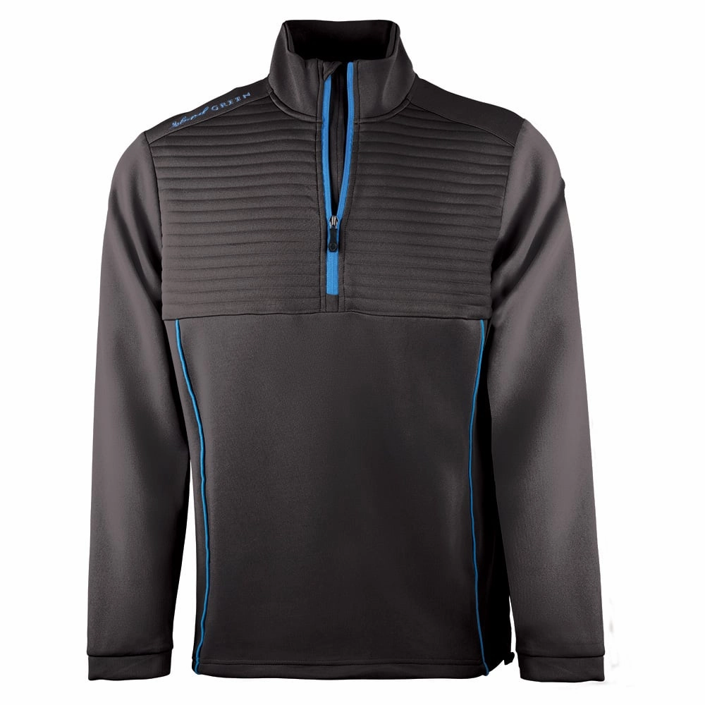 Island Green 1/2 Zip Ribbed Yoke Sweater ?C Charcoal/Marine sporty wear Shrink resistant