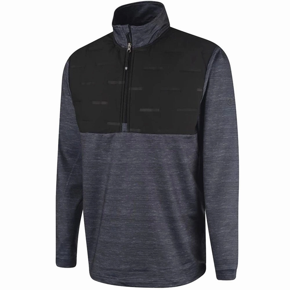 Island Green 1/4 Zip Pullover with Padded Yoke - Charcoal Marl/Black Outdoor Wear