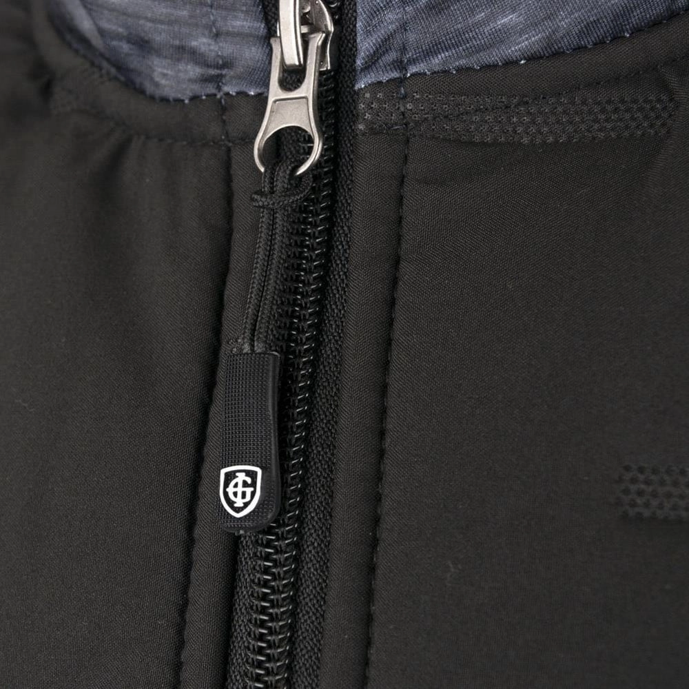 suitable for holidays Road Trip Island Green 1/4 Zip Pullover with Padded Yoke - Charcoal Marl/Black