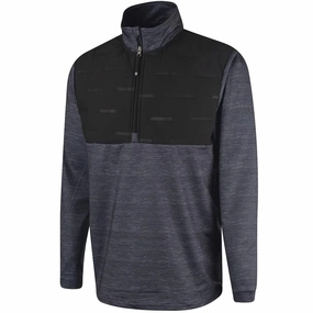 Island Green 1/4 Zip Pullover with Padded Yoke - Charcoal Marl/Black Earth Tones Office Casual