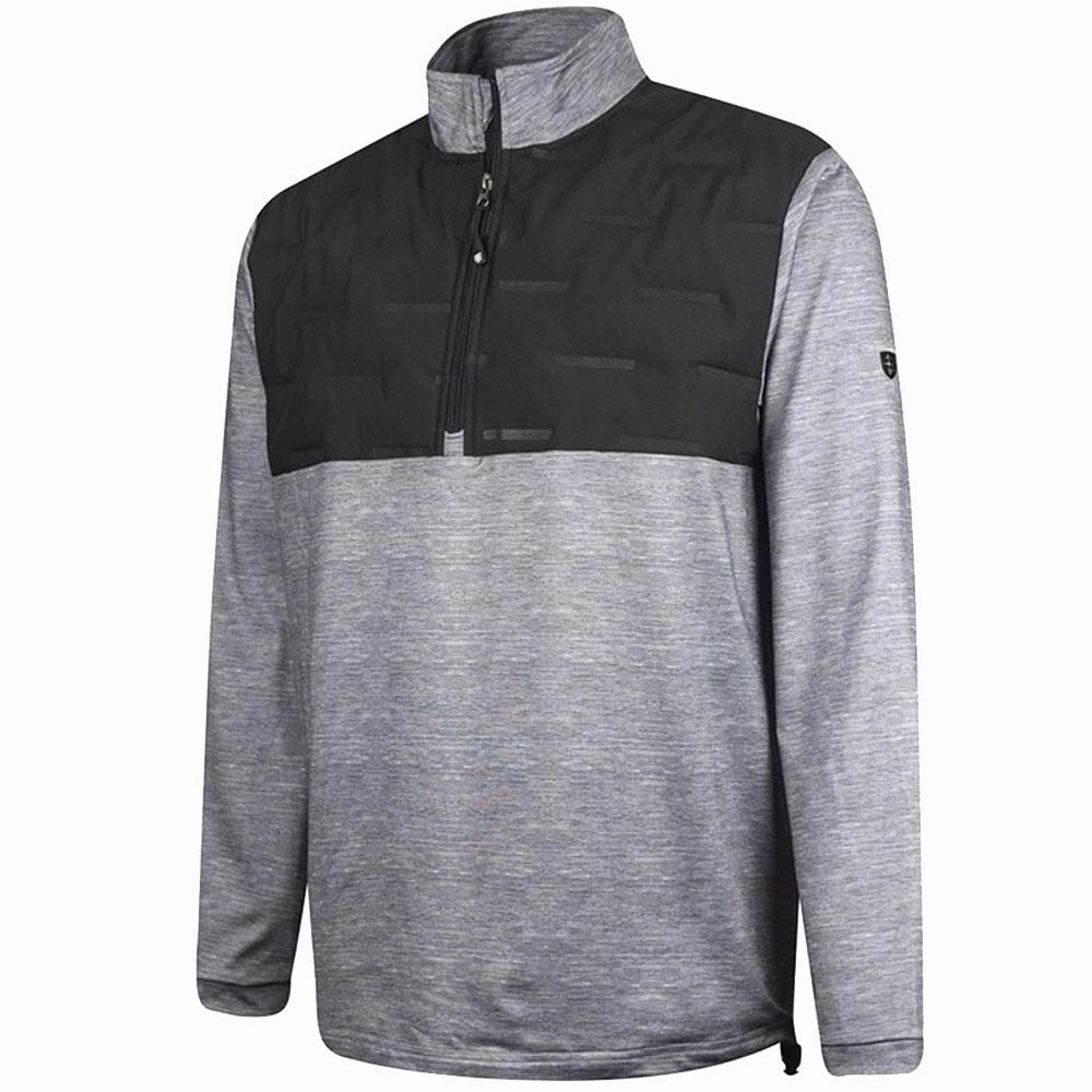 Island Green 1/4 Zip Pullover with Padded Yoke - Light Grey Marl/Black product concert wearability