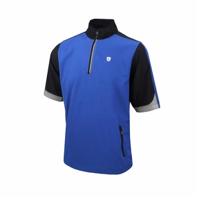 Island Green 1/4 Zip Short Sleeve Wind Top - Rich Blue/Grey Urban Layer Comfort Layer