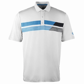 Island Green Asymmetric Print Polo Shirt - Silver Grey High Density Knit Layered Wear