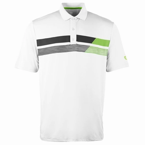 Island Green Asymmetric Print Polo Shirt - White Trendy Fashion