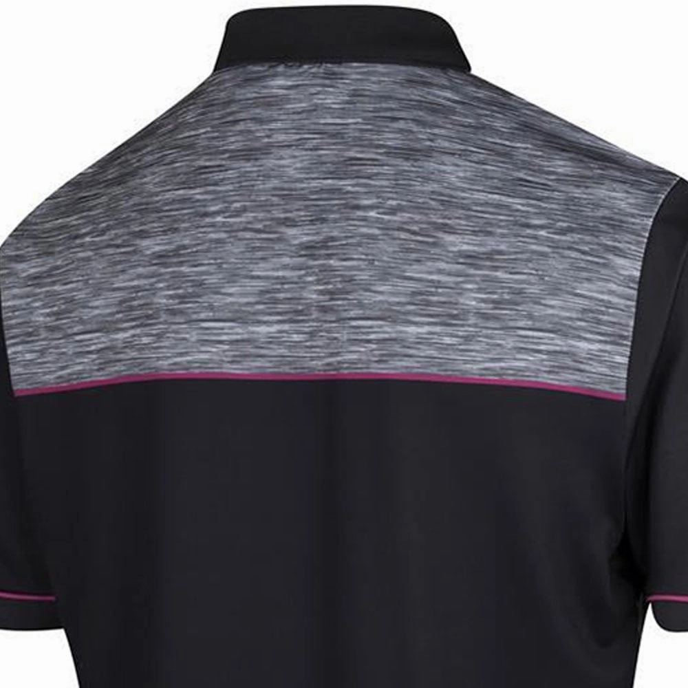 Island Green Chest Panel Polo Shirt - Black QuickDry Material