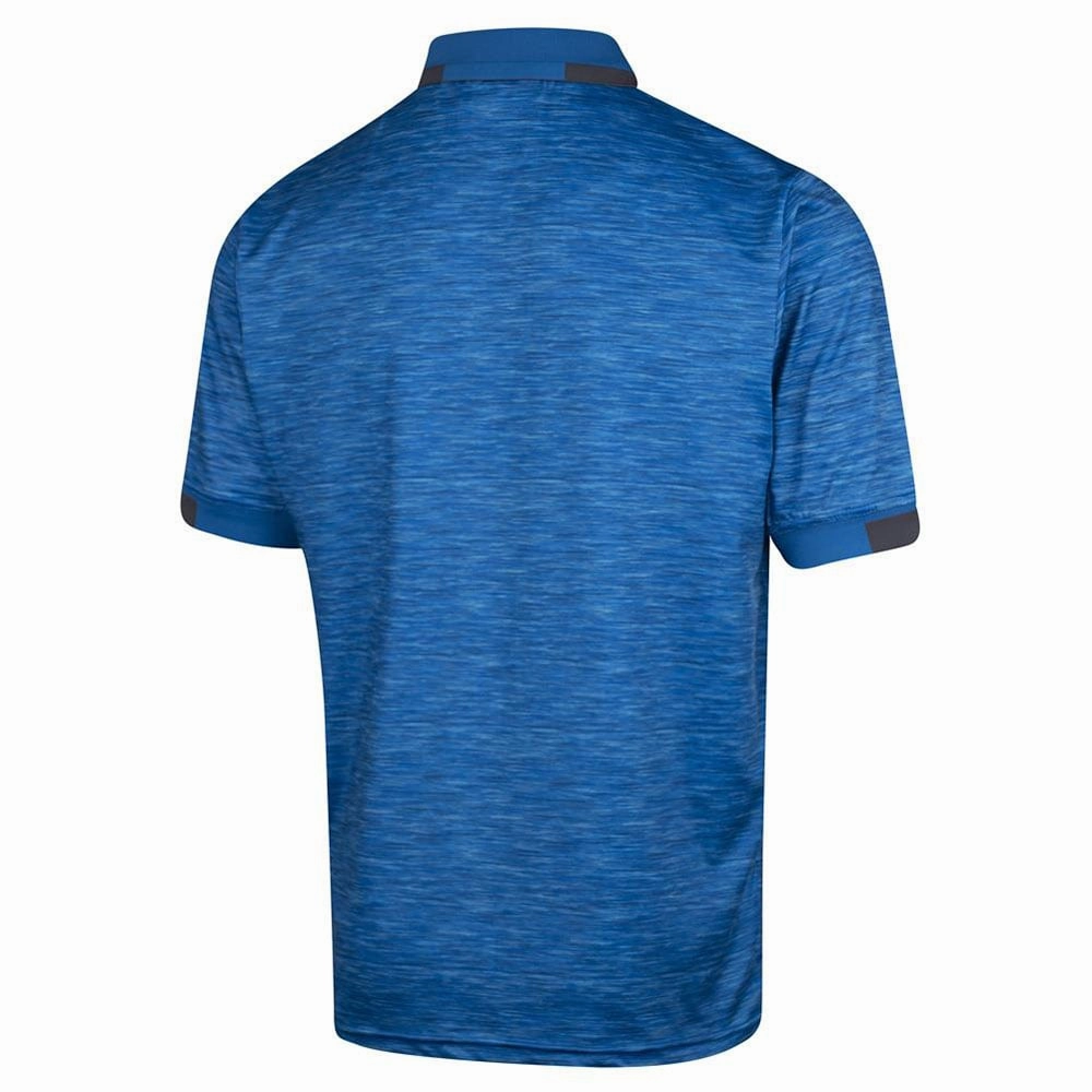 Classic Layer Wear Island Green Chest Stripe Polo Shirt - Mid-Blue Marl