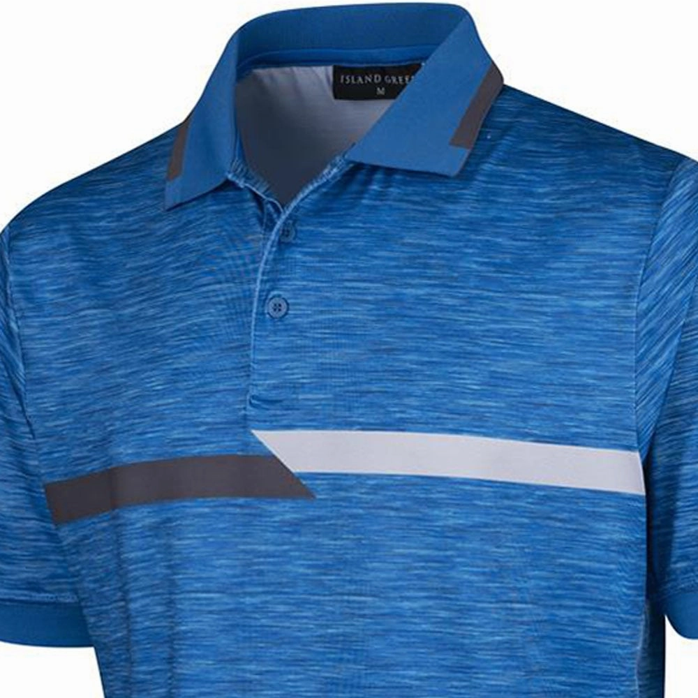 Island Green Chest Stripe Polo Shirt - Mid-Blue Marl Summer Favorite