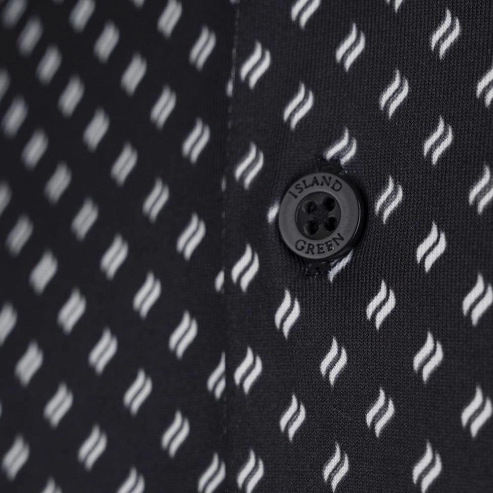 High Density Fabric Island Green Diamond Print Polo Shirt - Black